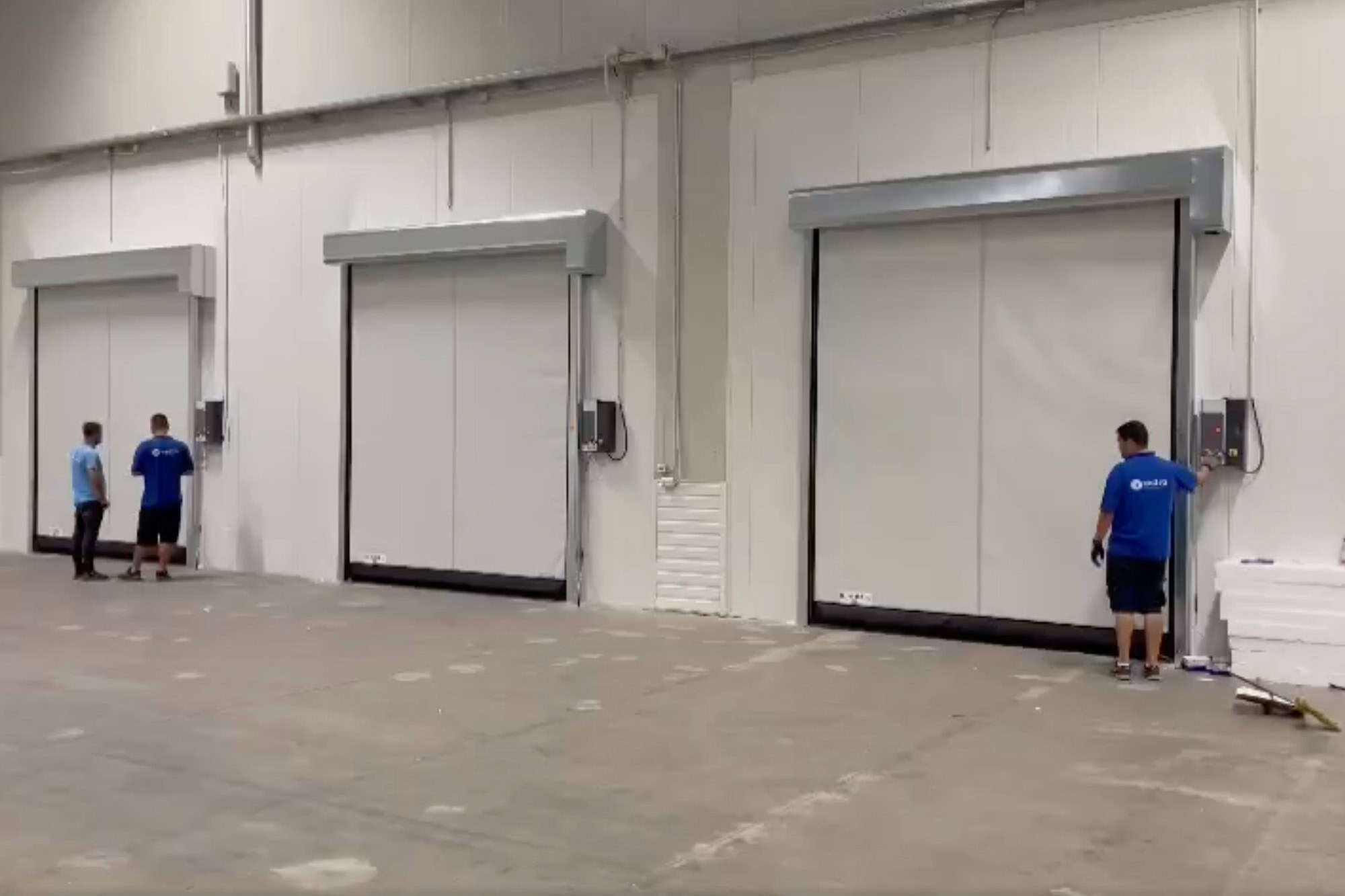 Three rapid doors for a cold storage warehouse, industrial door service