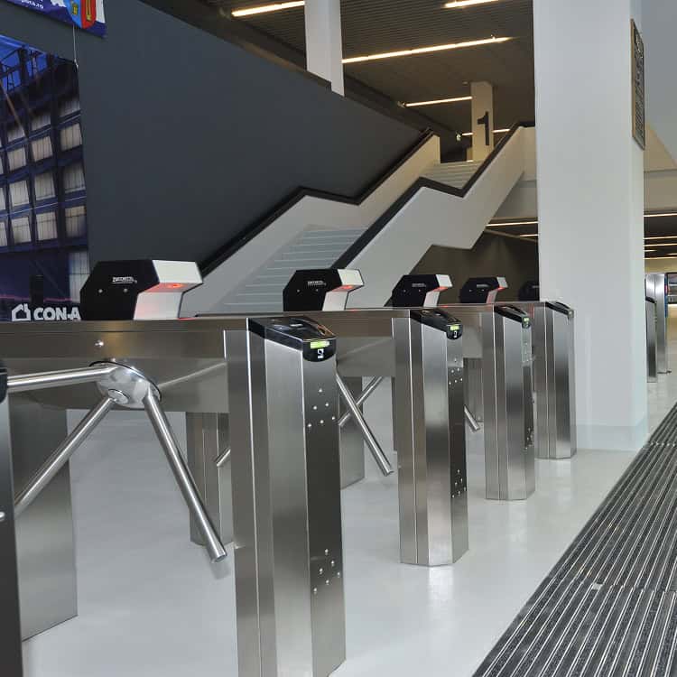 Modern access control turnstiles for safe entry.